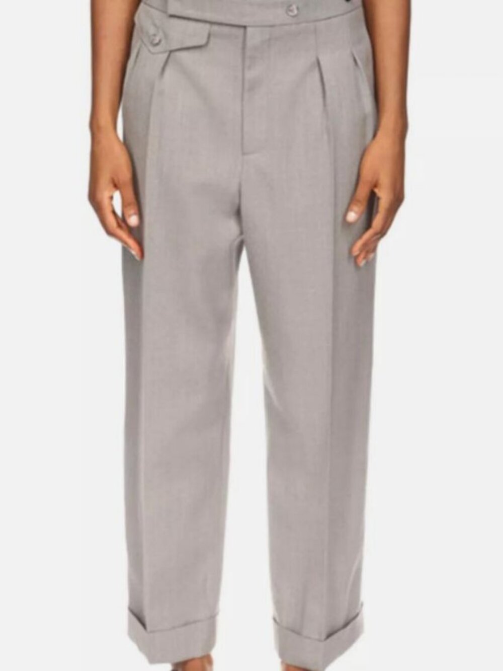Victoria Beckham Women's Gray Alina High Waist Wide Leg Cropped Pants Size 4